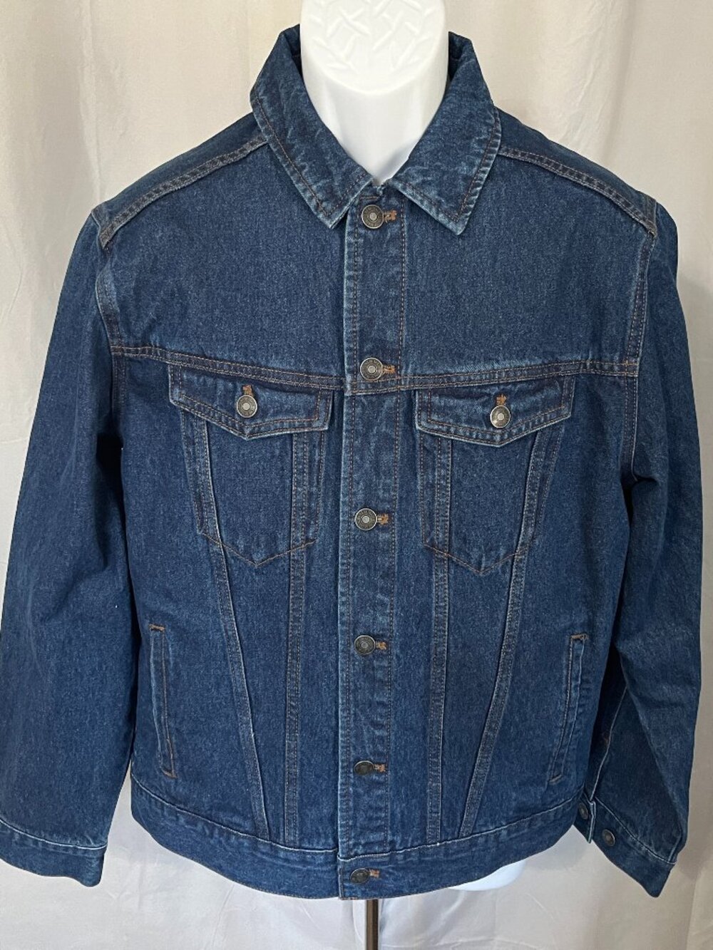 🔨 Line of Trade Men's Denim Work Jacket Dark Blue Chore Coat Medium M EUC 🧥